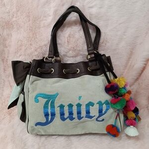 Vintage Juicy Couture Daydreamer Bag Purse Tote Ribbon Bow Charm Logo Authentic